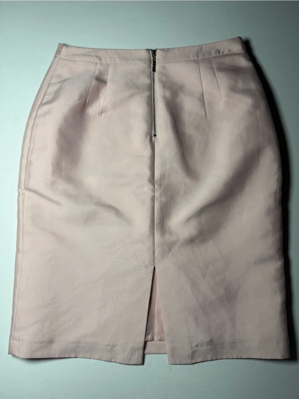Zarina Size 44 Blush Pink Pencil Skirt Exposed Back Zipper